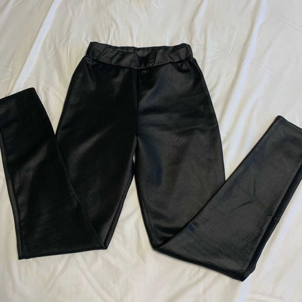 PrettyLittleThing Black Pleather Pants